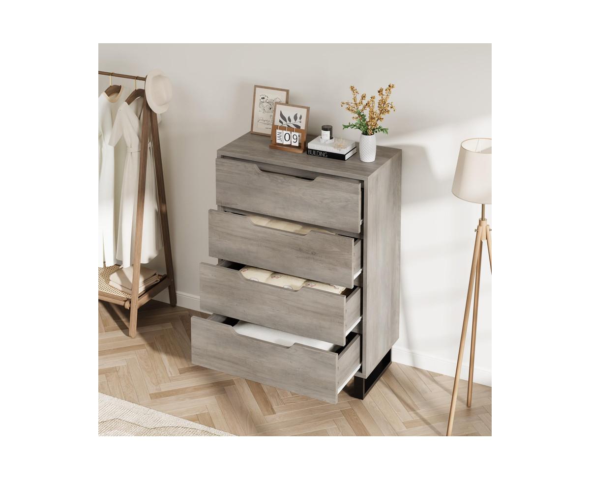 gaomon 4-Drawer Dresser for Bedroom, 41.5" Tall Freestanding Storage Chest, Grey