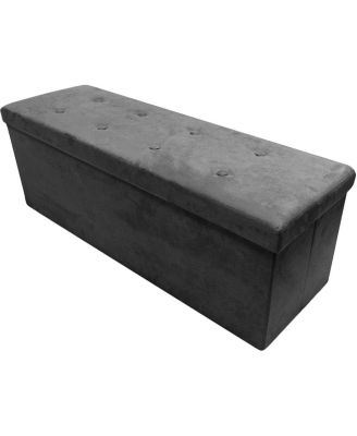 44 Inch Faux Suede Storage Bench
