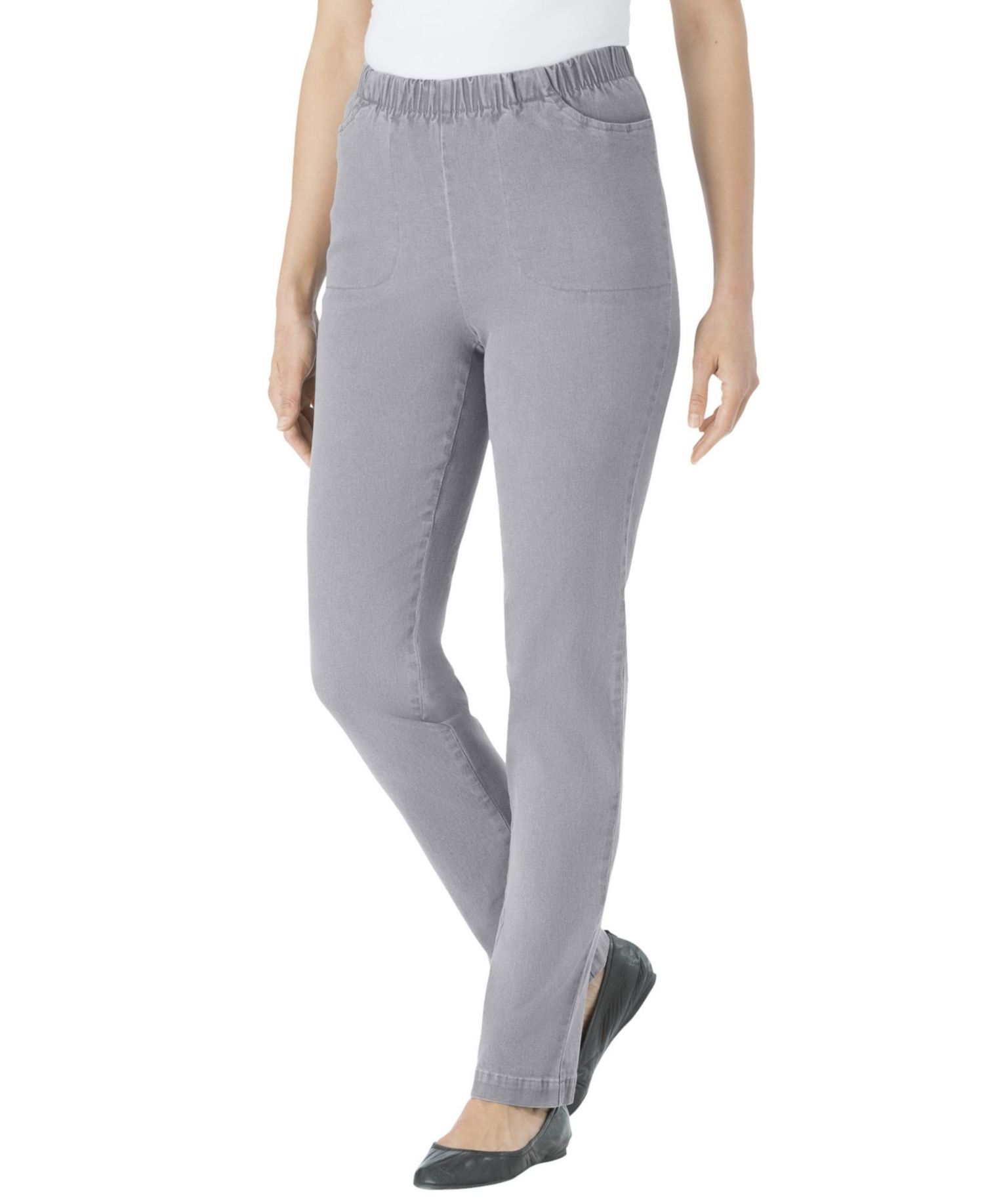 Women's Within Tall Straight Leg Fineline Pull-On Stretch Denim Jeans