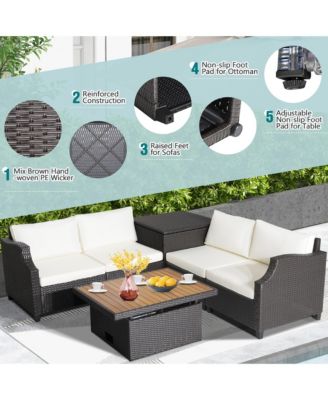 7pcs Patio Outdoor PE Wicker Cushioned Furniture Conversation Set Sectional Sofa