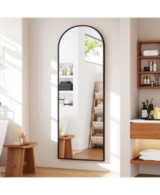 Arched Full Length Mirror, 65x22 Inches Full Floor Body Mirror, Freestanding Leaning Mirror with Stand