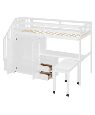  Kids & Teens Loft Bed with Stairs, Storage, and Desk - Twin