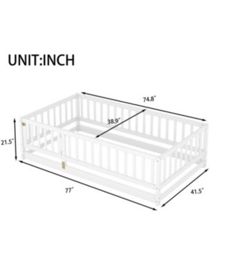 Twin Montessori Floor Bed with Fence and Door