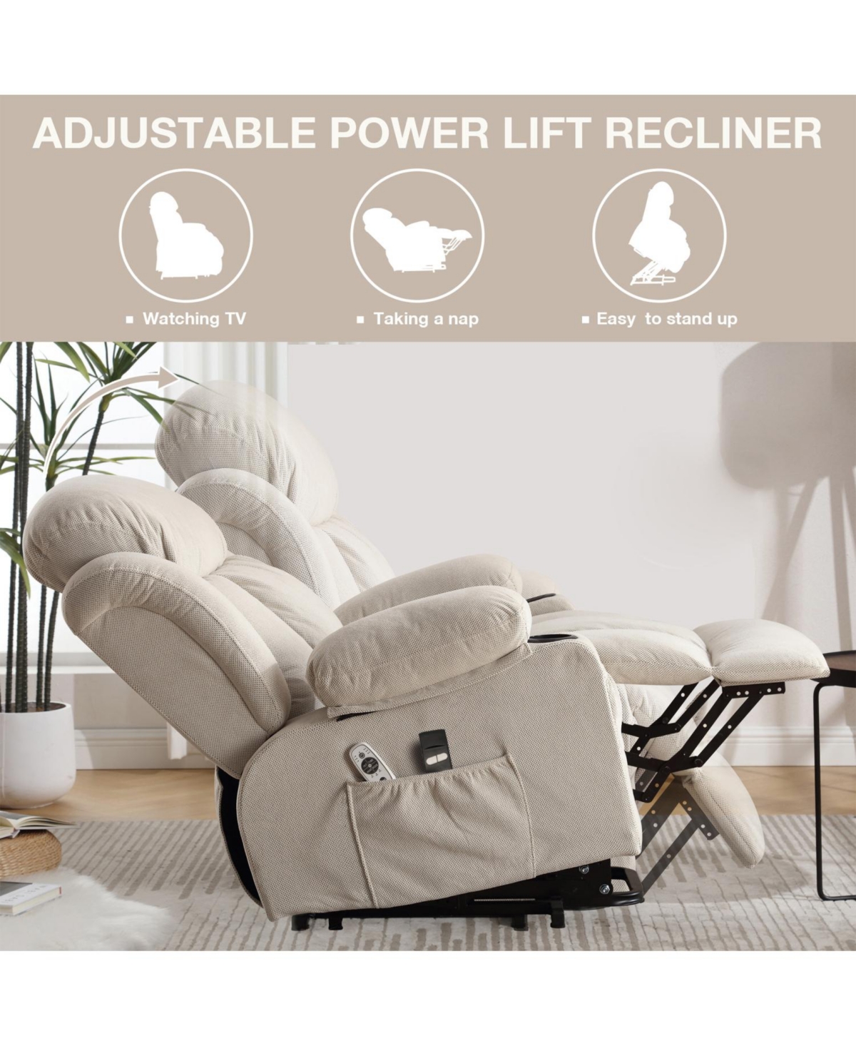 Streamdale Furniture Power Lift Recliner with Heat & Massage