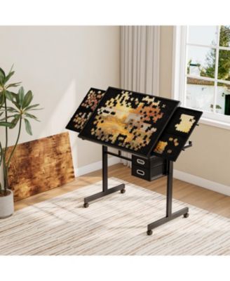 Jigsaw Puzzle Table Board 1000 Pieces with 4 Trays & 2 Drawers