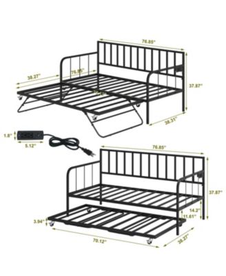 Twin Daybed with Trundle - Metal Frame, Space Saving