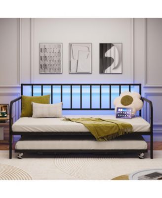 Twin Daybed with Trundle - Metal Frame, Space Saving