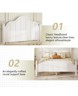 Bed Frame with Headboard, Vintage Wooden Platform