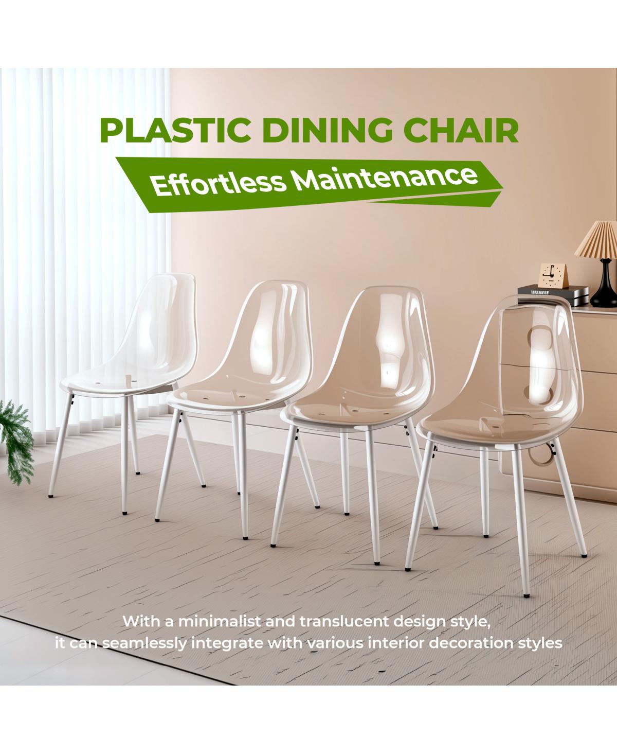 Streamdale Furniture Streamdale dining chair, set of 4,metal leg, plastic seat