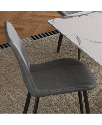 Streamdale Dining Chairs Set of 4, Modern PU Leather Metal Dining Chairs - Gray