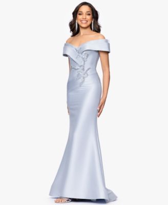 Petite Off-the-Shoulder Fit & Flare Gown