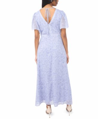 Women's V-Neck Flutter-Sleeve Maxi Dress