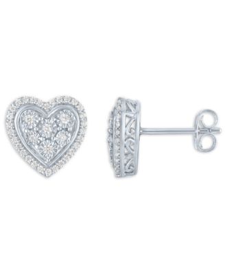Heart Diamond Earrings (1/4 ct. t.w.) in Sterling Silver