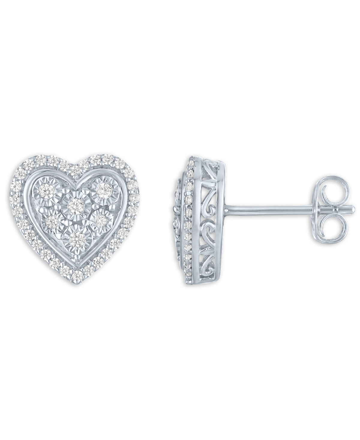 Macy's Heart Diamond Earrings (1/4 ct. t.w.) in Sterling Silver