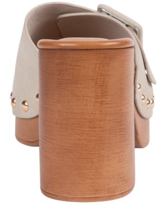 Women's York Buckle Wooden Block Heel Platform Sandals