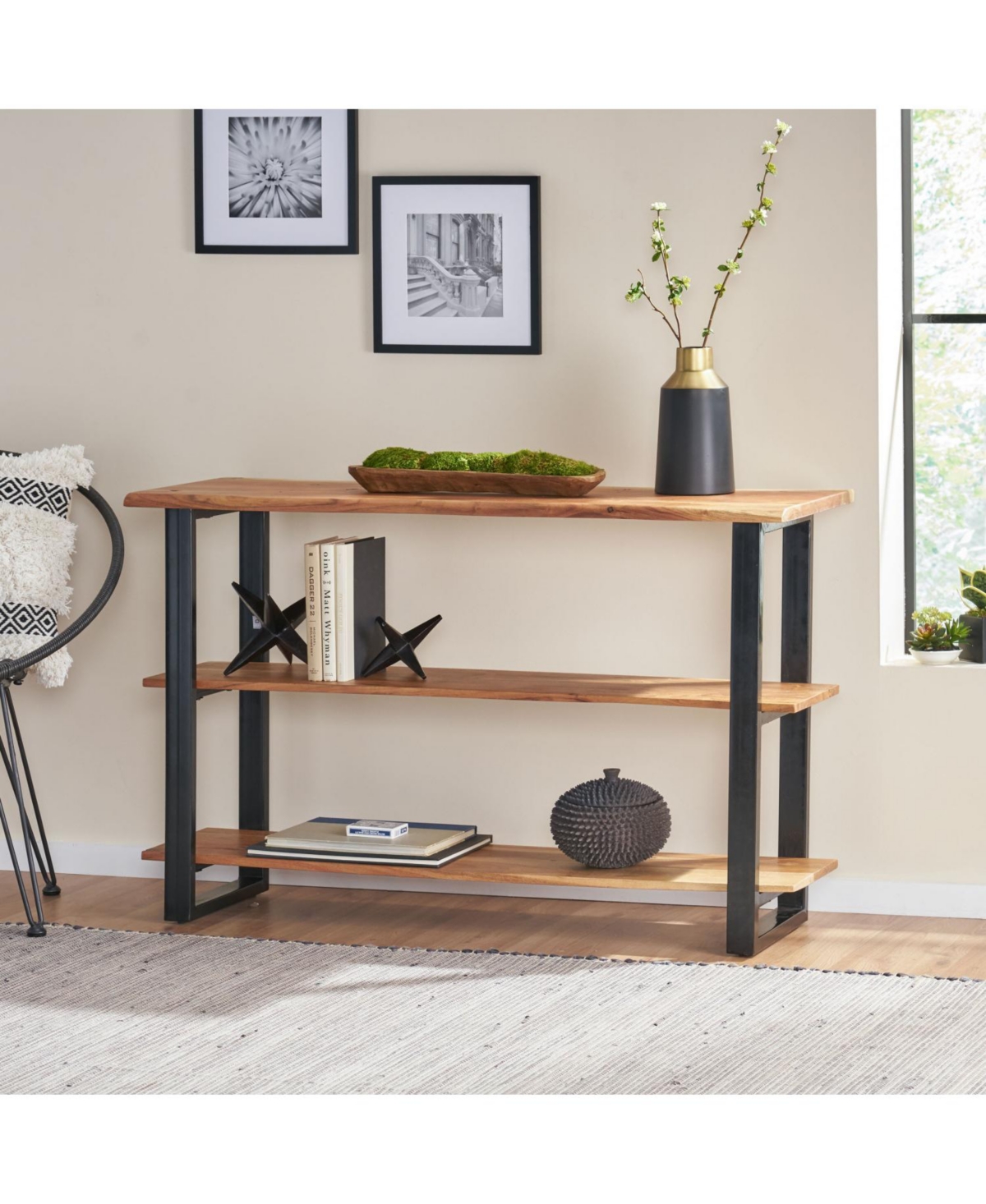 Streamdale Furniture Modern Industrial Acacia Wood Media Console