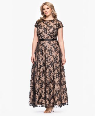 Plus Size Embellished 3D Flower Ball Gown