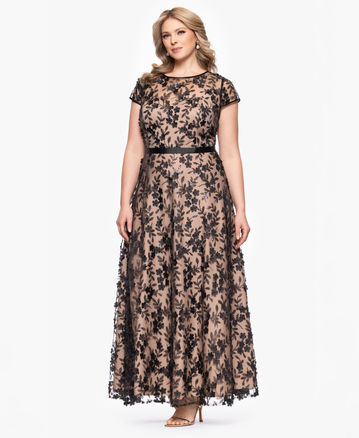 Xscape Plus Embellished 3D Flower Ball Gown