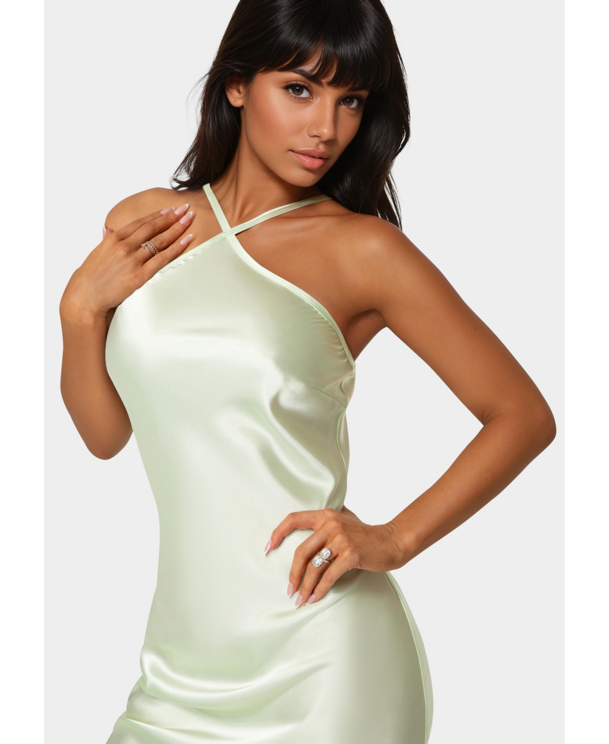 Bebe Women's Halter Neck Satin Gown