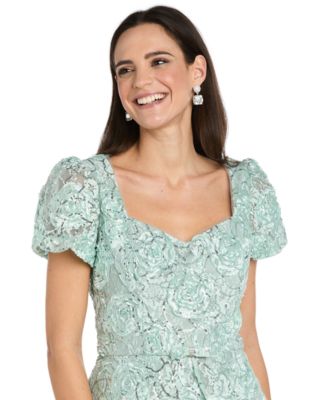 Petite Soutache Puff-Sleeve Ball Gown