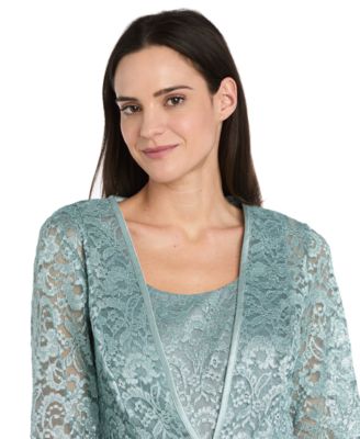 Petite 2-Pc. Metallic-Lace Gown & Jacket Set