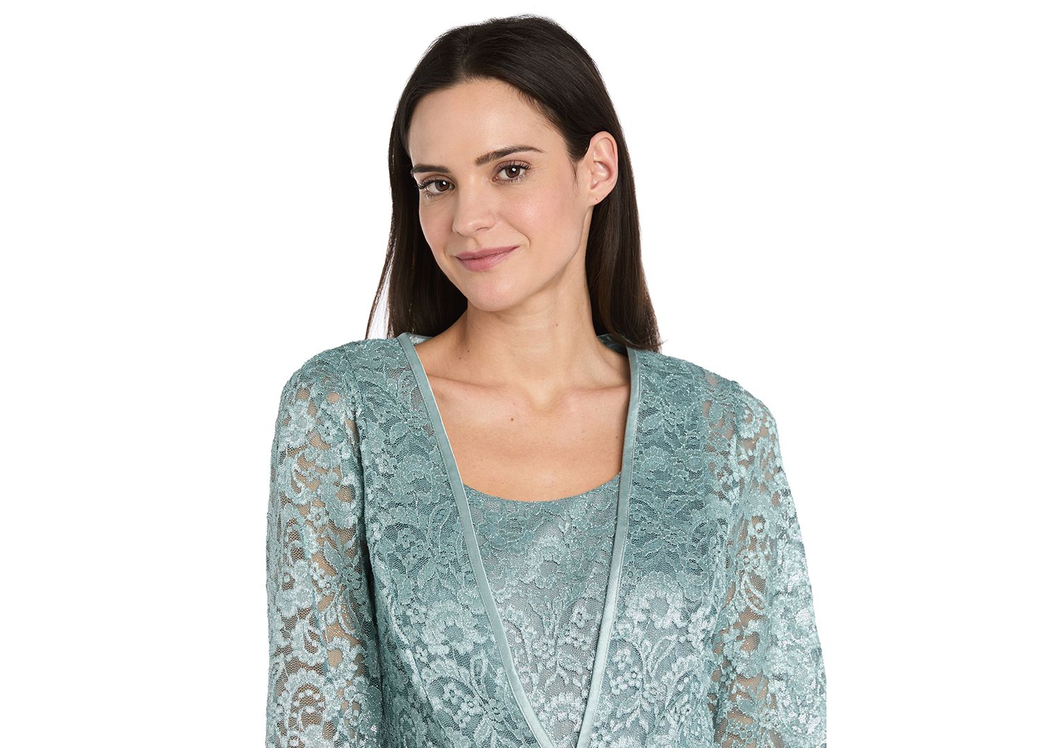 Petite 2-Piece Metallic-Lace Gown & Jacket Set