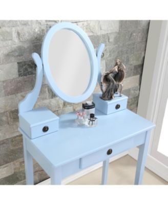 Moniys Wood Moniya Makeup Vanity Table and Stool Set, Blue