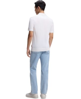 Men's Cotton-Silk Zip-Neck Polo Shirt