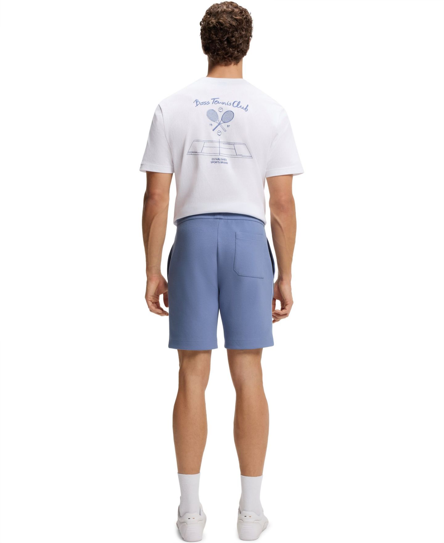Мужские шорты Hugo Boss Cotton-Blend Piping Trim, цвет: Синий — фото 4