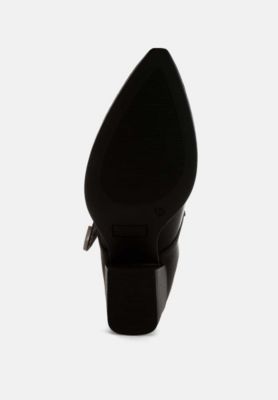 Womens Holler Carved Buckle Statement Mules