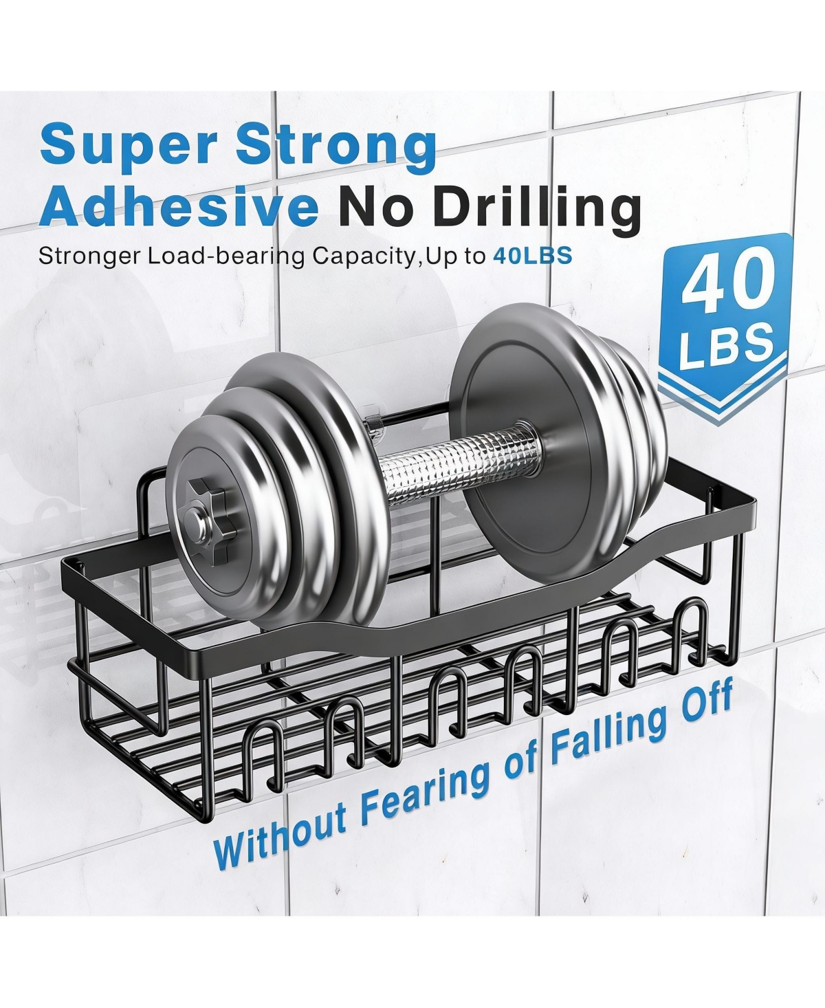 Yigii 5-Piece Stainless Steel Shower Organizer Set for Bathroom Storage