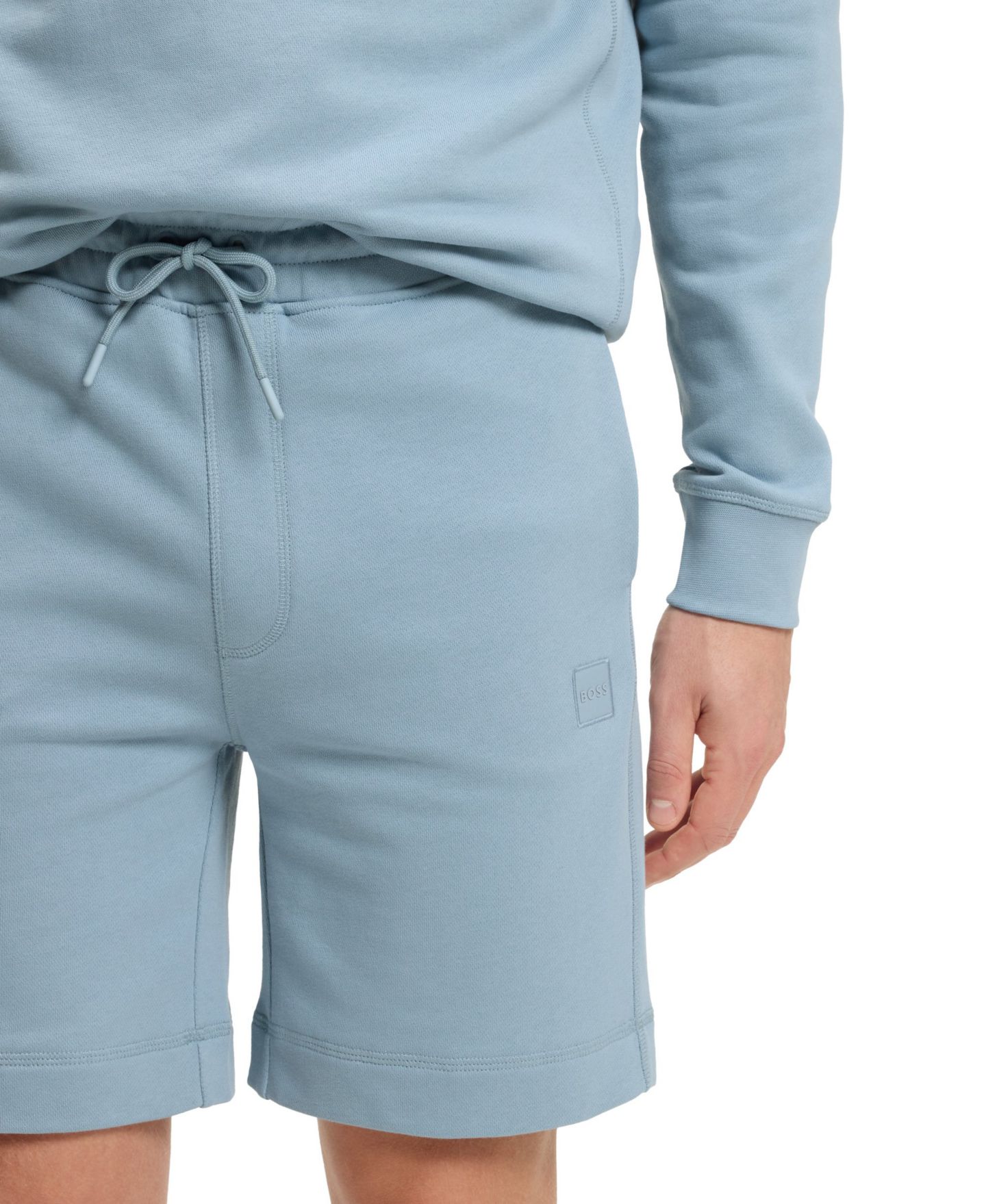 Мужские шорты Hugo Boss Cotton-Terry Logo Patch, цвет: Синий — фото 4