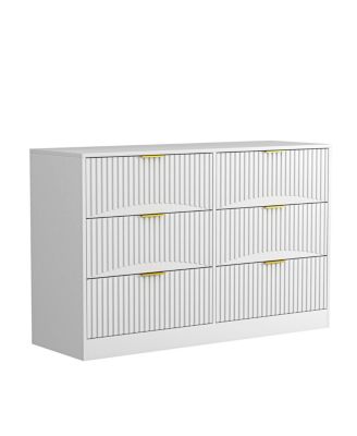 Modern 6-Drawer Dresser with Wavy Pattern Panels