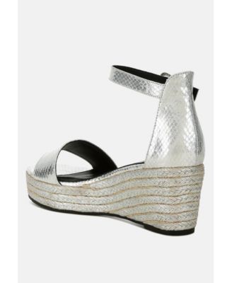 Womens Utah Faux Leather Snake Wedge Espadrilles