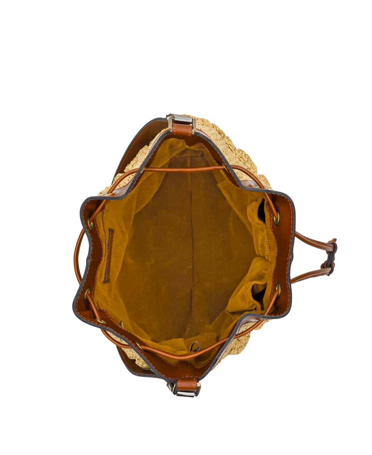 Patricia Nash Scalloped Raffia Small Belamy Drawstring Handbag