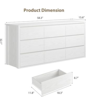 9-Drawer Dresser for Bedroom, Wide Modern Wooden Storage Chest for Living Room & Entryway