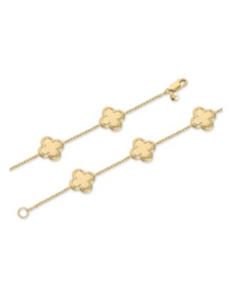 Contour-lined Clover Bracelet in Gold Plated Sterling Silver, Medium 7.5 in