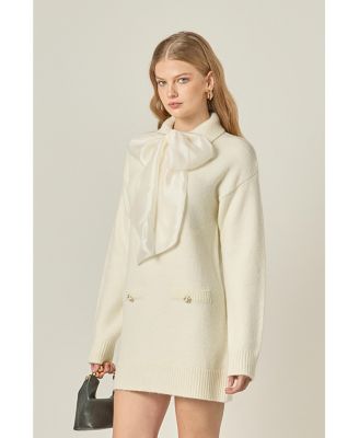 Women's Detachable Bow Knit Dress