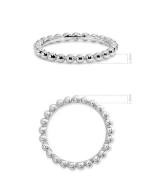 Beaded Ball Ring in Rhodium Plated Sterling Silver, Size 6