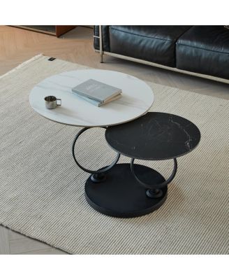Round Nested Coffee Tables - Faux Marble Top with Metal Frame