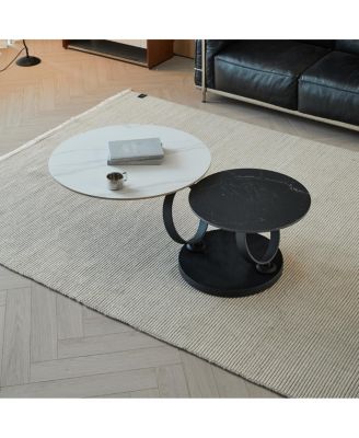 Round Nested Coffee Tables - Faux Marble Top with Metal Frame