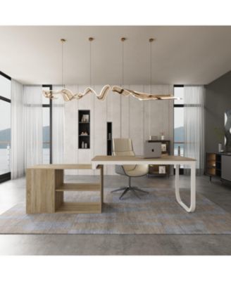 3-Drawers Removable Tabletop L-Shaped Computer Desk, Writing Desk, Office Desk,Shelves