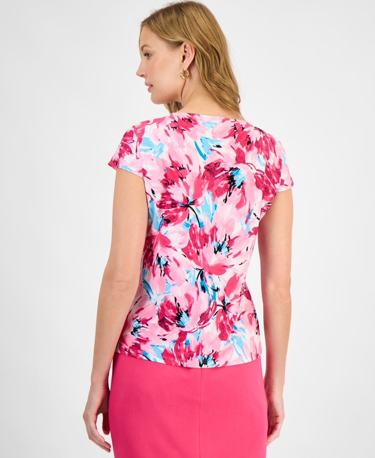 Kasper Women's Printed Cowlneck Top