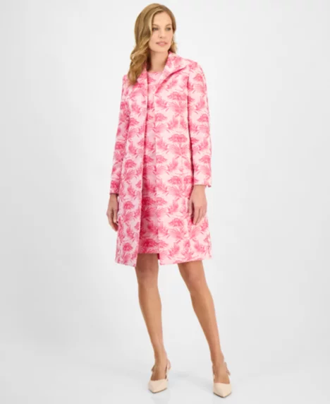 Women's Printed Open-Front Longline Jacket, Regular & Petite - Pink Perfection Multi