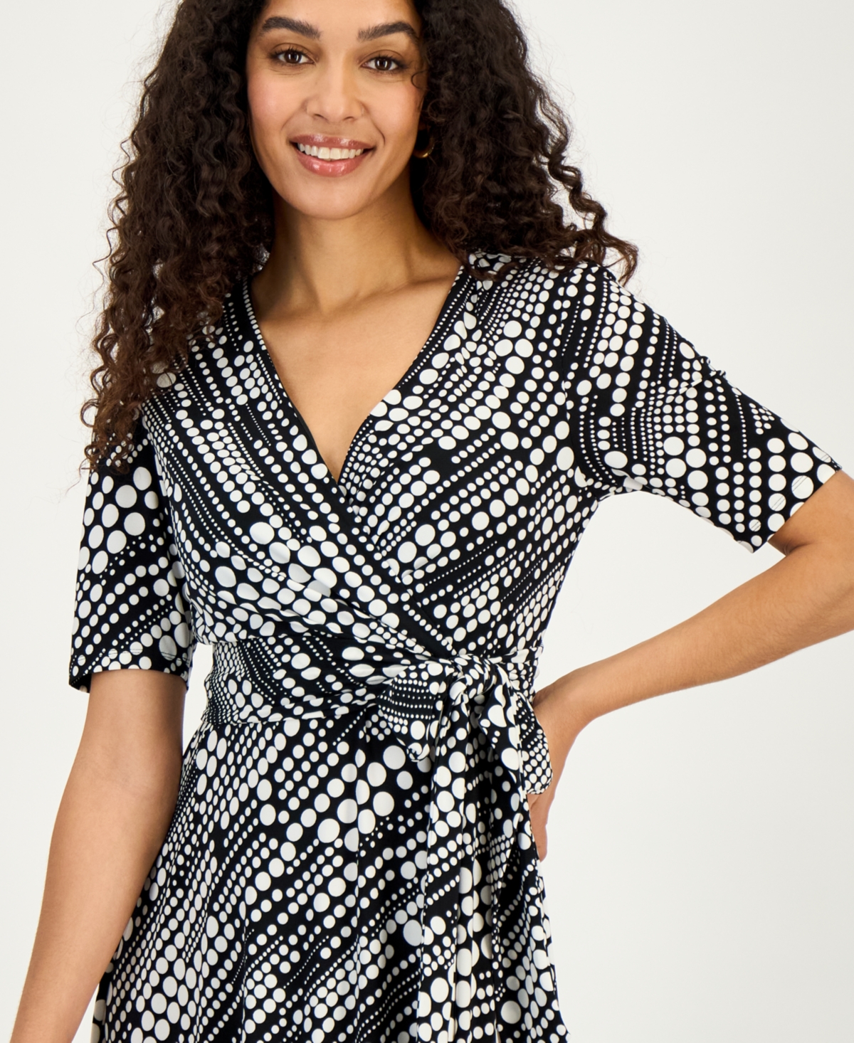 Kasper Women's Printed Faux-Wrap Midi Dress