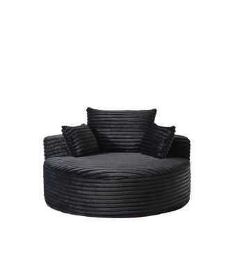 Streamdale 55"L Corduroy Foam Single Swivel Chair, Fluffy Modern Sleeper, 360 Degree Swivel