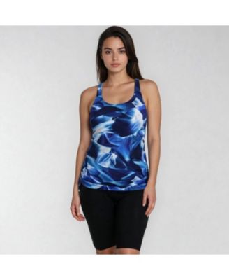 Women's Maya Tankini Swim Top With Built-in Bra and High Waisted Long Bike Swim Shorts