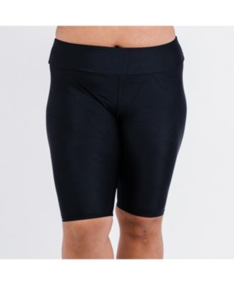 Women's Plus Size Maya Tankini Swim Top With Built-In Bra and Black Long Bike Swim Shorts