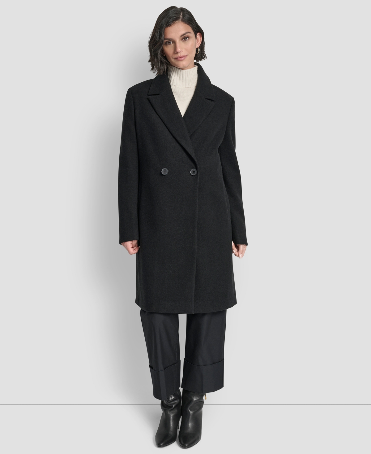 Dkny Women's Sams Double-Breasted Notch Collar Coat