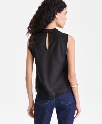 Women's Lace-Trim Cowl-Neck Sleeveless Top